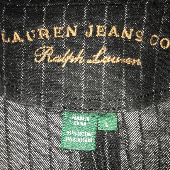 Ralph Lauren Jeans Co Black Denim Pinstrip Jacket Blazer Large NEW NWOT - Picture 11 of 11